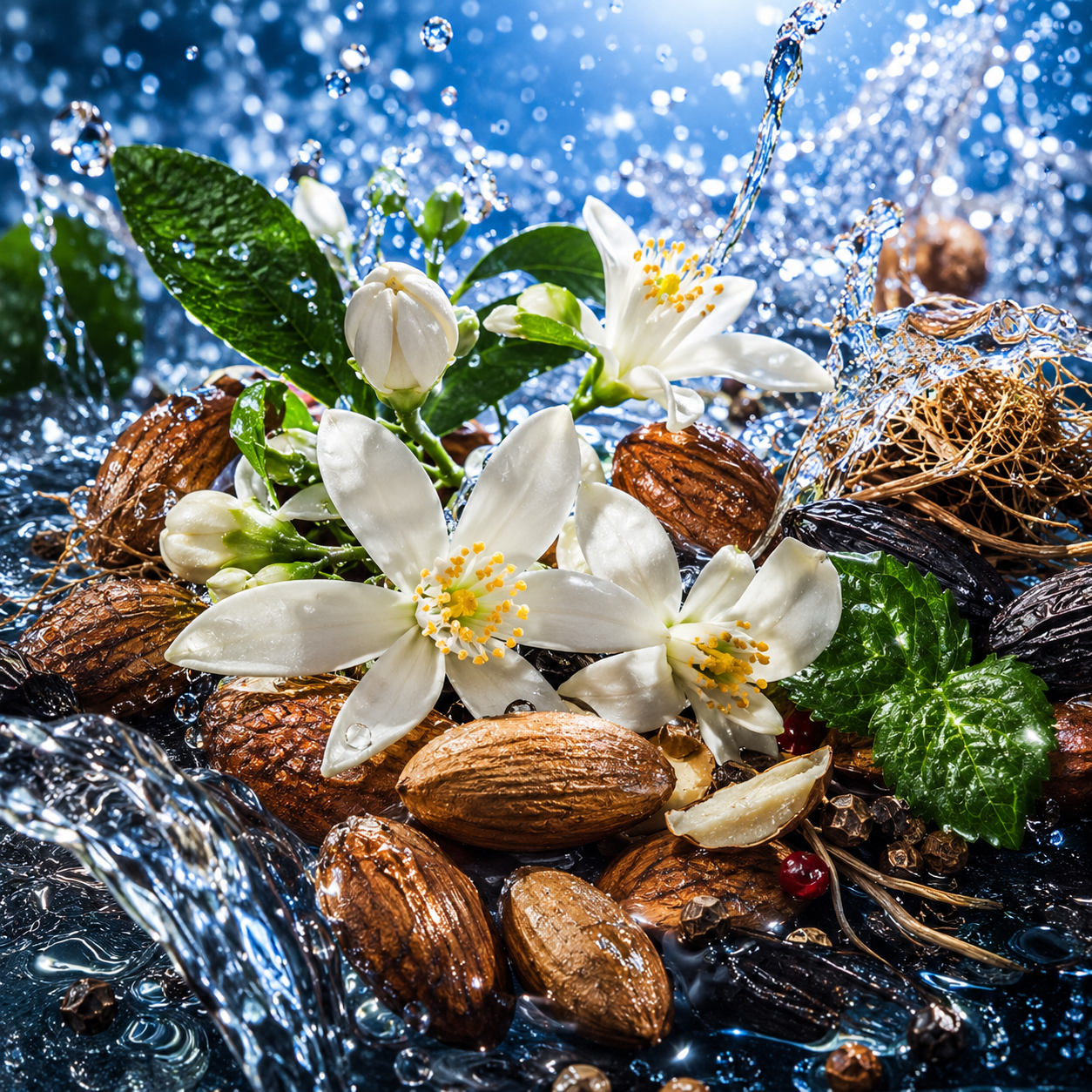 Notas olfativas de L’Homme Idéal Sport de Guerlain: almendra, especias, acorde acuático, neroli, pachulí, vetiver y cumarina.