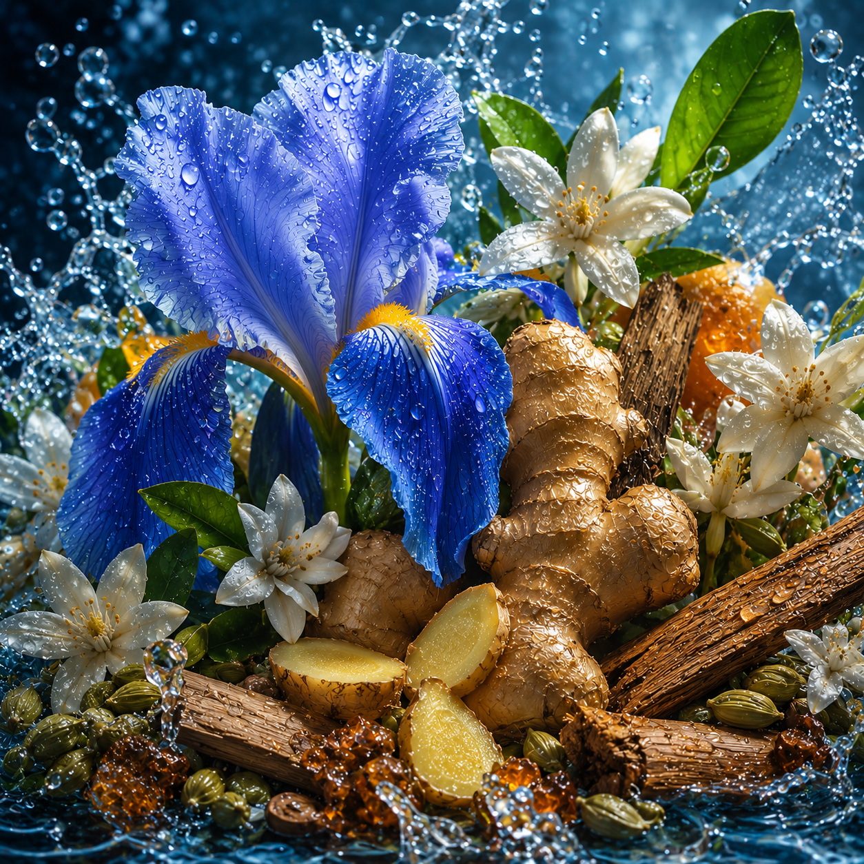Notas olfativas de Prada L’Homme Water Splash: neroli, hoja de mandarina, cardamomo, iris, jengibre, sándalo, ámbar y cedro.